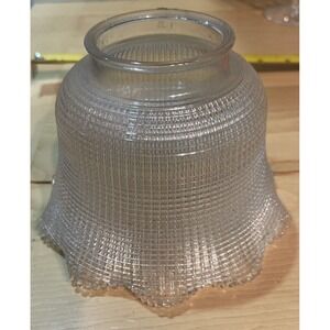 Antique NOV 14 1905 HOLOPHANE Glass Lamp Shade Ruffled Waffle 2.5" Fitter 5.5"W